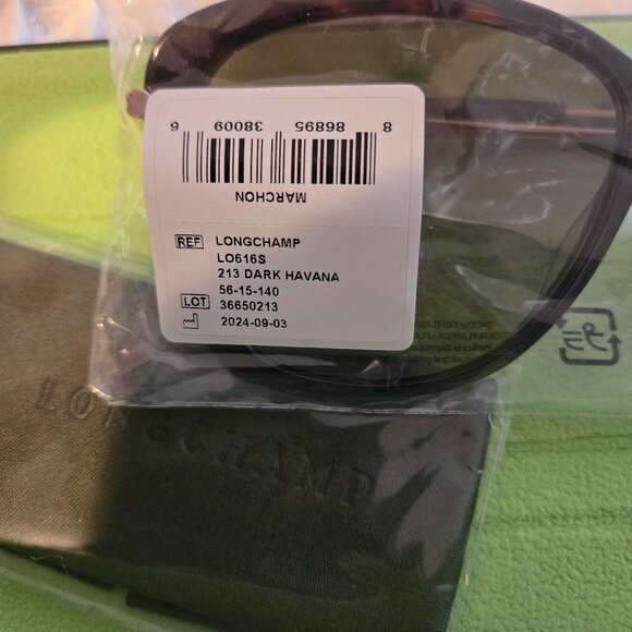 *NWT Longchamp 56mm Dark Havana Women's Sunglasses LO616S-213 - Picture 3 of 5